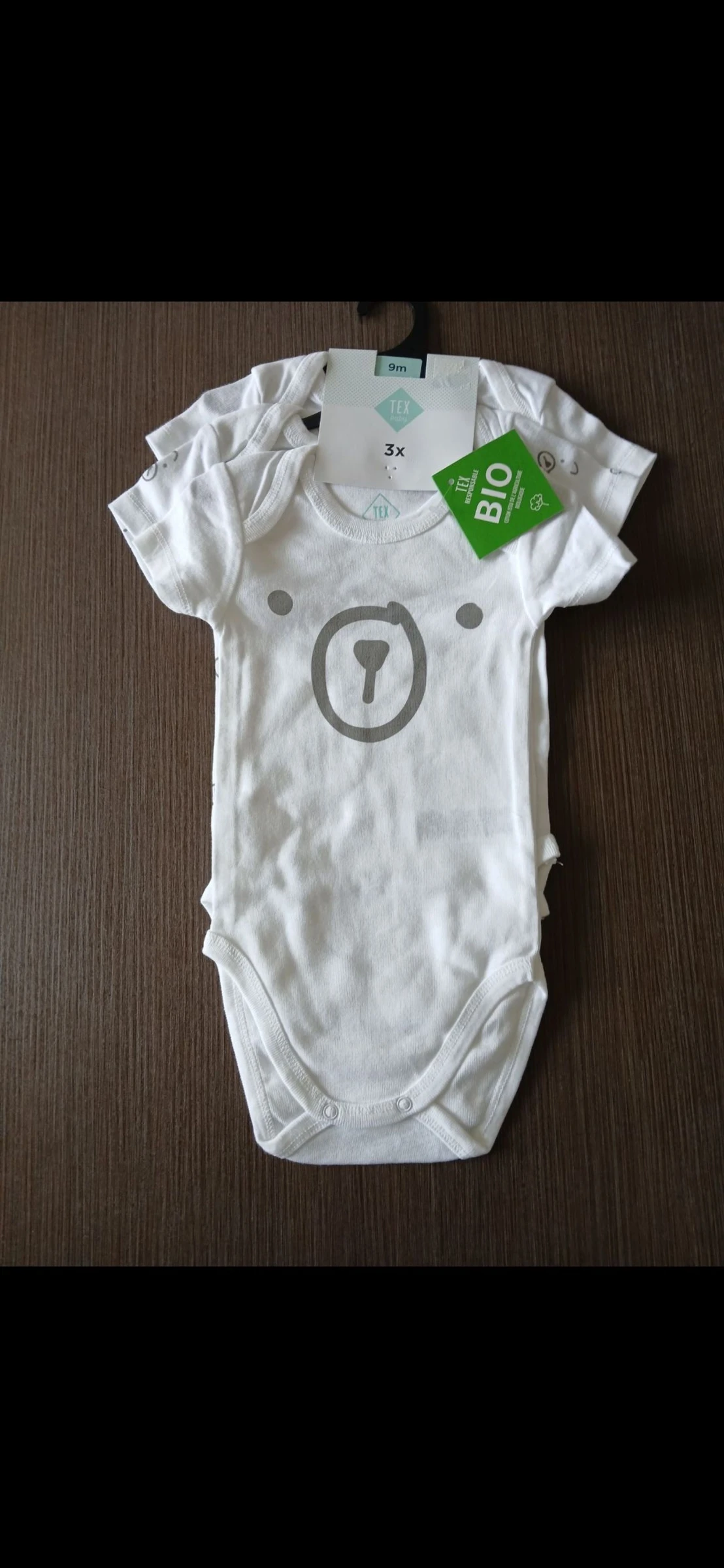 Lot 3 bodies manches courtes garçon tex baby 71 cm 9 mois